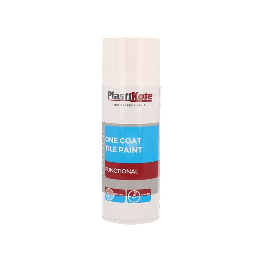 Trade One Coat Spray Tile Paint Gloss White 400ml PKT71026
