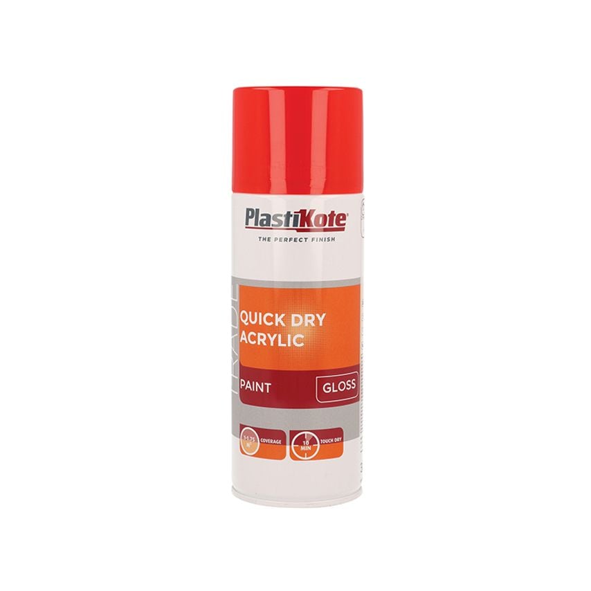 Trade Quick Dry Acrylic Spray Paint Gloss Red 400ml PKT71014