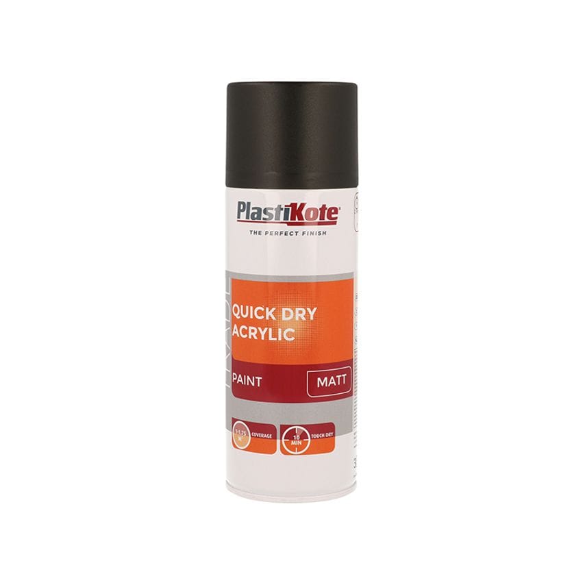 Trade Quick Dry Acrylic Spray Paint Matt Black 400ml PKT71008