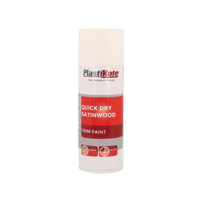 Trade Quick Dry Trim Spray Satinwood White 400ml PKT71006