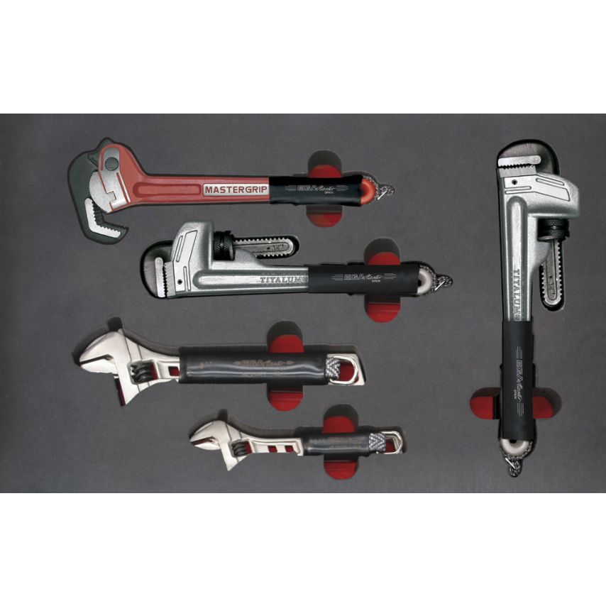 Tray - Set of Adjustable, Mastergrip, Pipe Wrenches Antidrop ACO