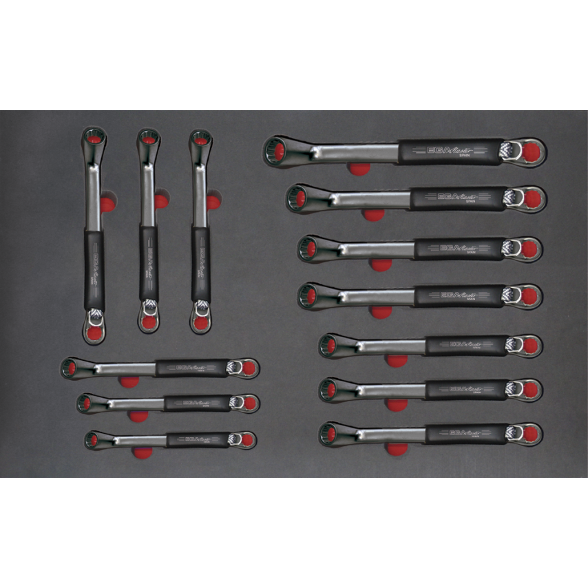 Tray - Set of Double Offset Ring Wrenches (Inch) Antidrop ACO