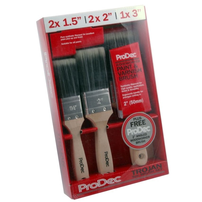 Trojan Brush Set with Free 2" Woodworker 5 Piece