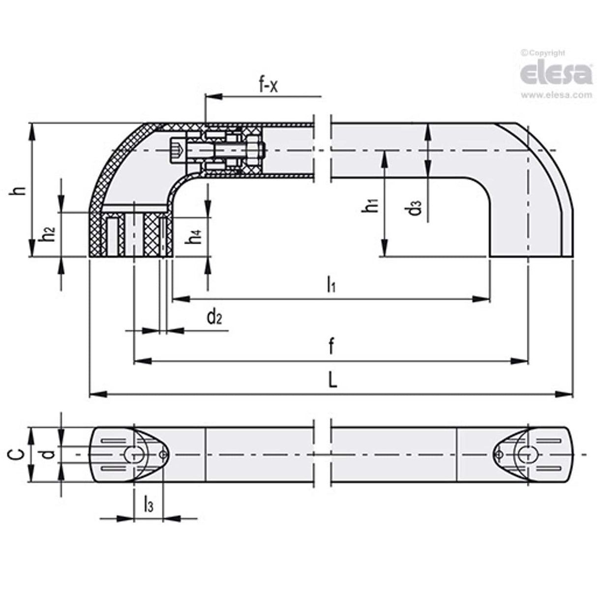 Tubular handle-ETH.28-500-AN-C6 Red