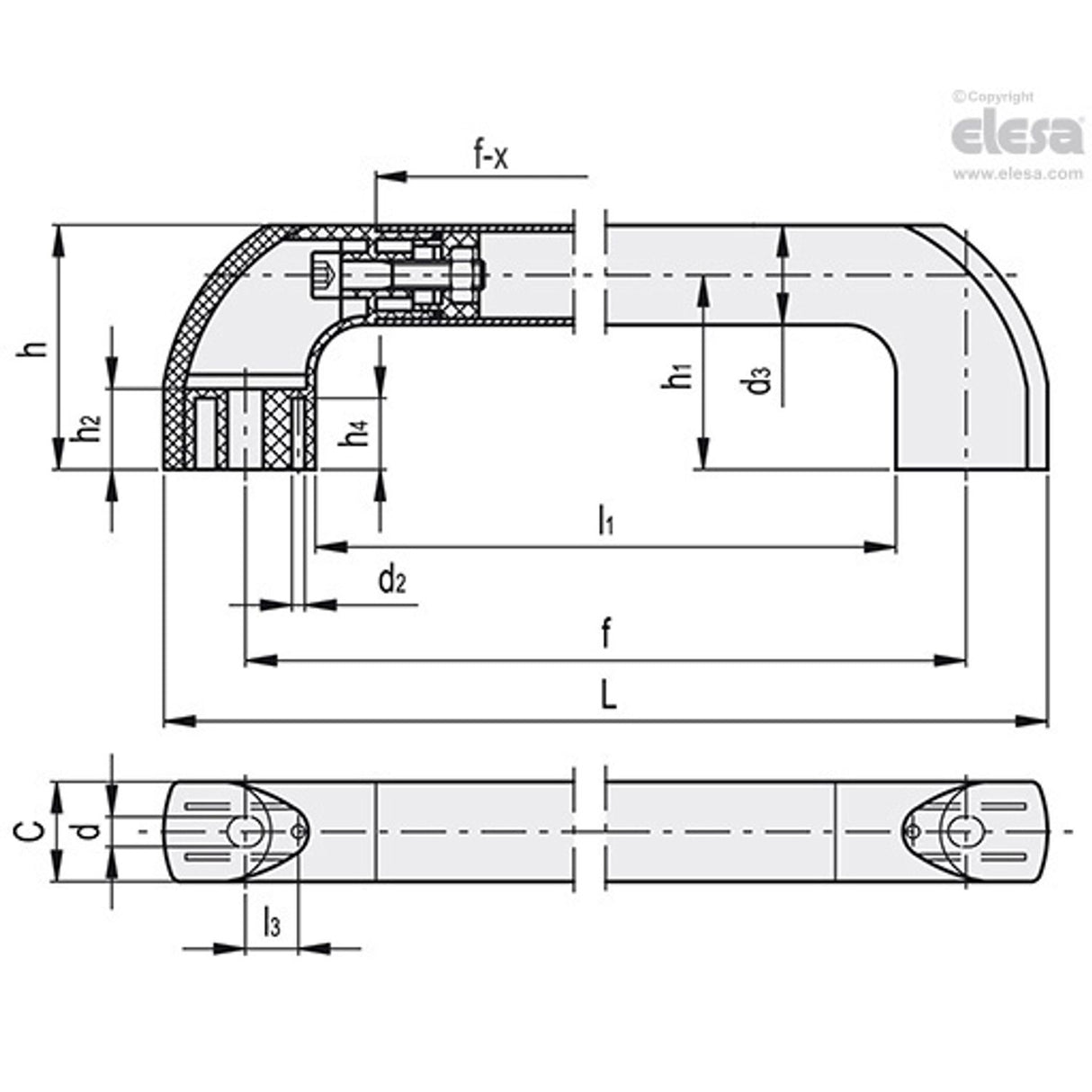Tubular handle-ETH.28-600-AN-C2 Orange
