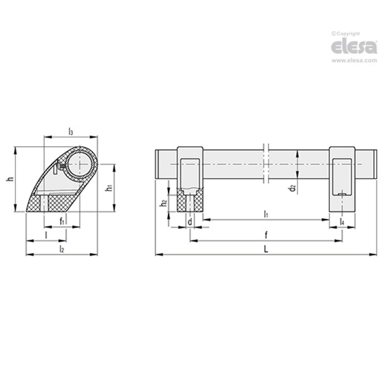 Tubular handle-M.1053 P/30-345-AN-BK