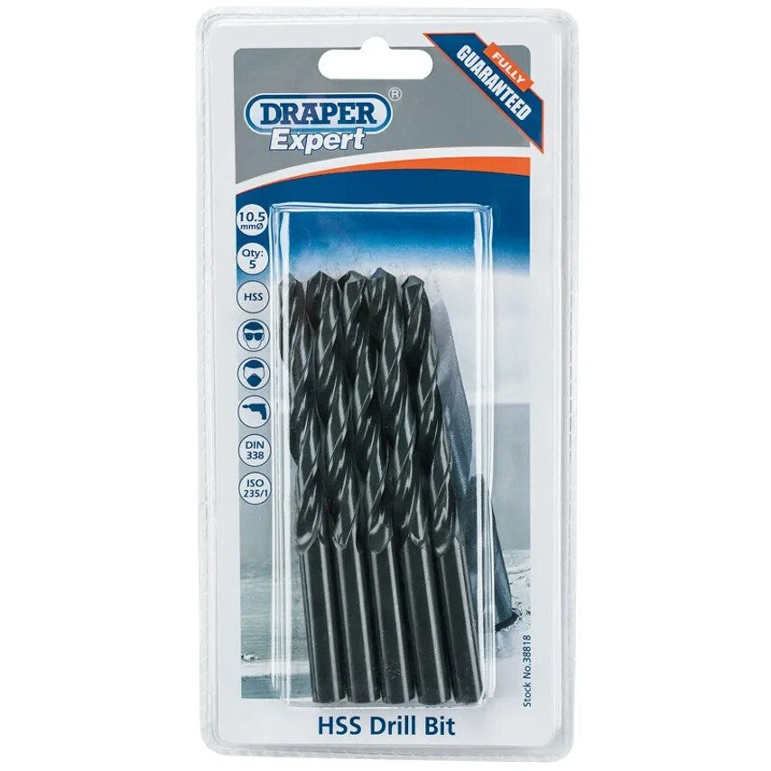 Twist Drill Metric Box of 5 10.5mm High Speed Steel