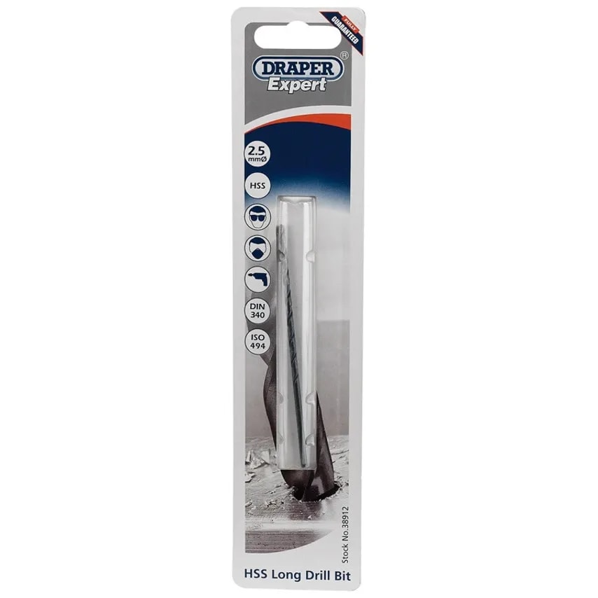 Twist Drill extra Long 2.5 x 100mm High Speed Steel Packed