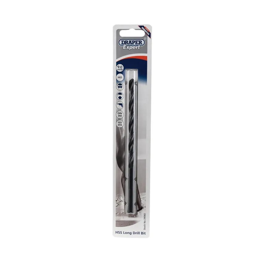 Twist Drill extra Long 9.0 x 170mm High Speed Steel Packed