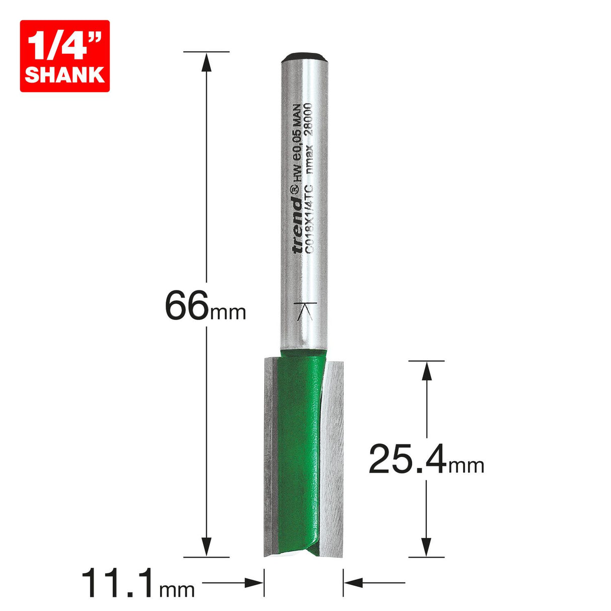 Two Flute Cutter 11.1mm Diameter - C018X1/4TC
