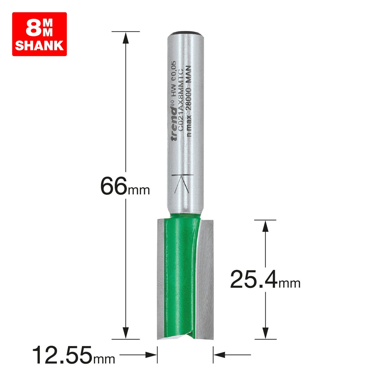 Two Flute Cutter 12.55mm Diameter - C021AX8MMTC