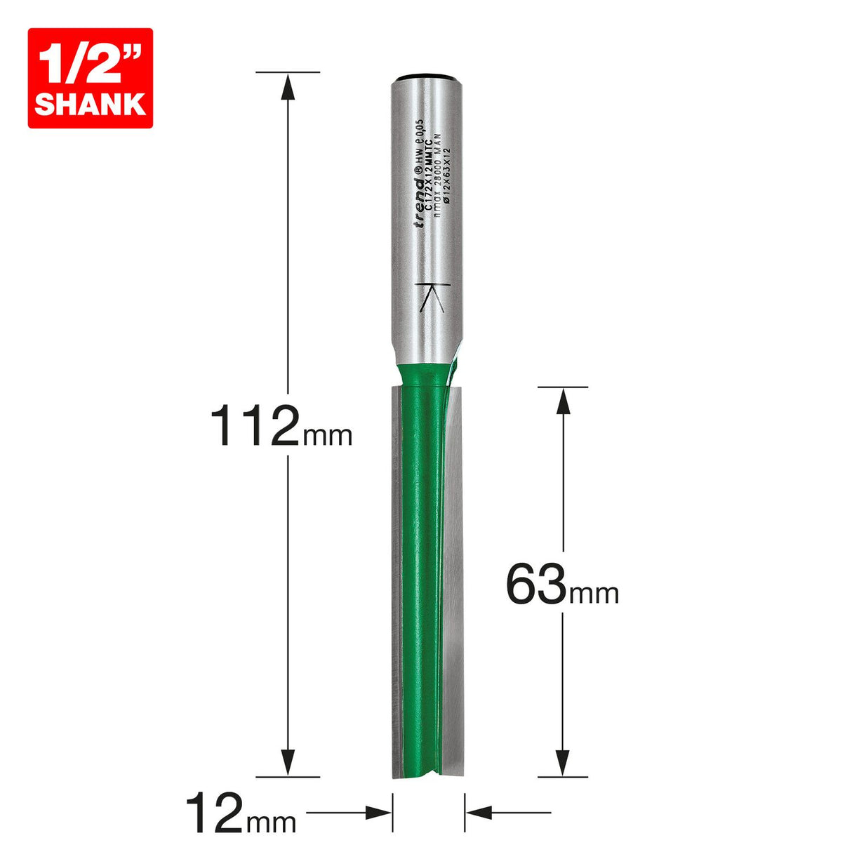 Two Flute Cutter 12mm Diameter - C172X12MMTC