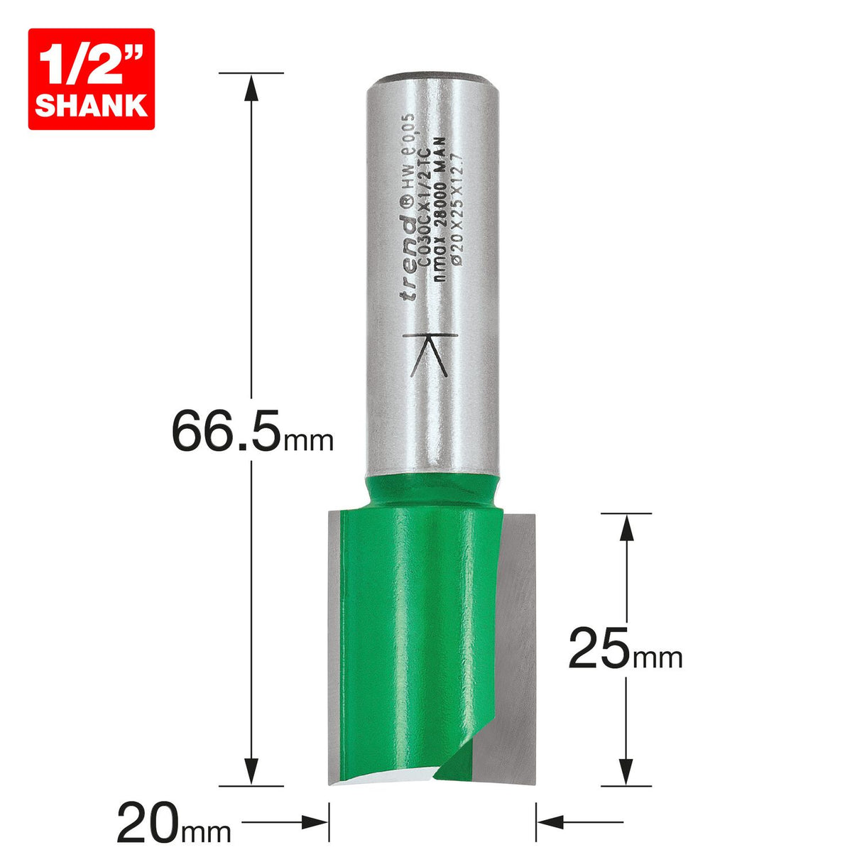 Two Flute Cutter 20.0mm Diameter - C030CX1/2TC