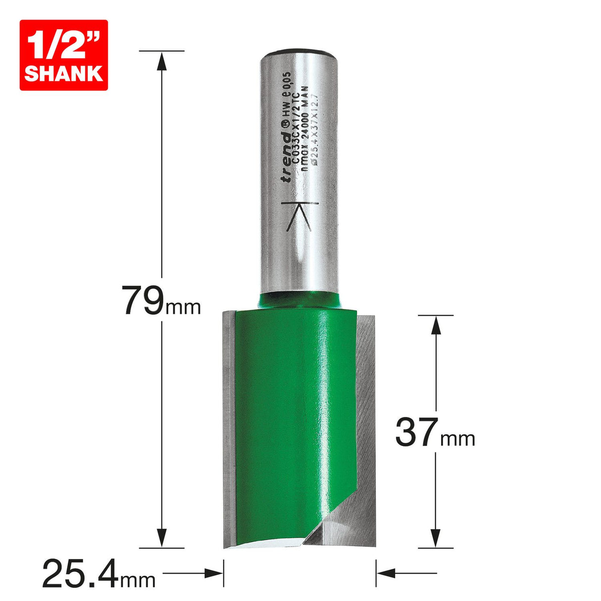 Two Flute Cutter 25.4mm Diameter - C033CX1/2TC