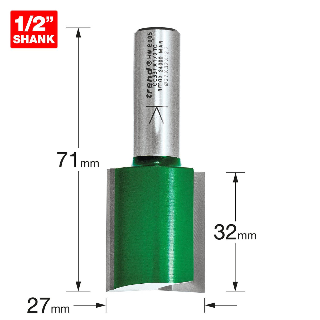 Two Flute Cutter 27mm Diameter - C033FX1/2TC