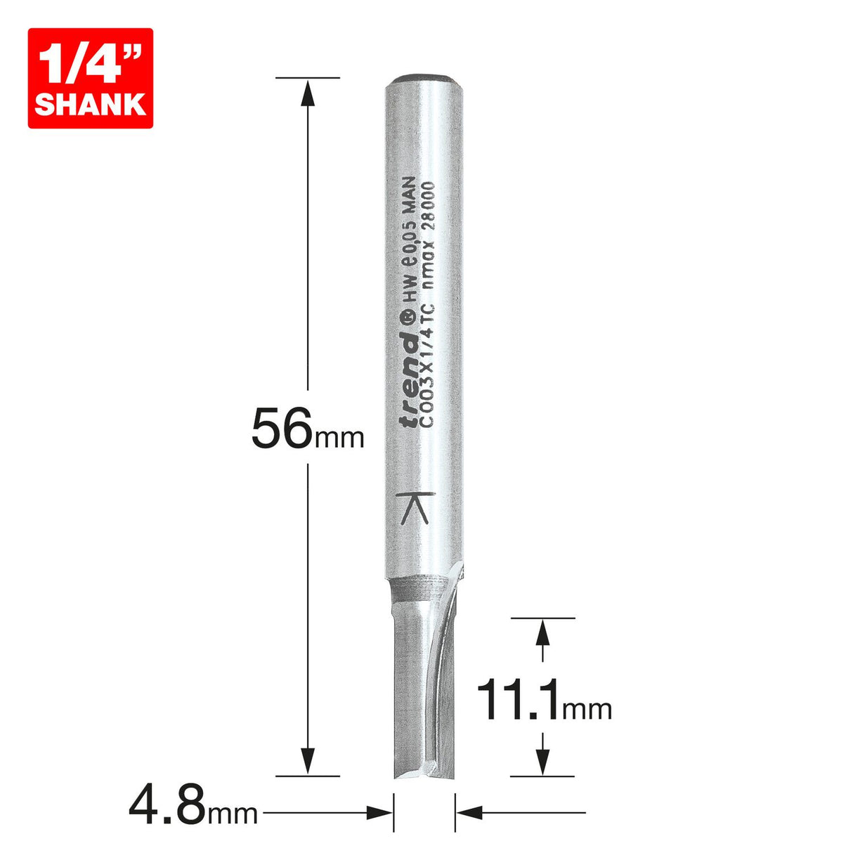 Two Flute Cutter 4.8mm Diameter - C003X1/4TC