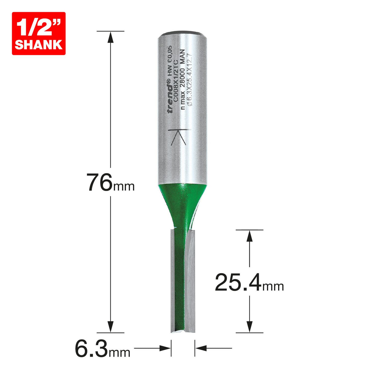 Two Flute Cutter 6.3mm Diameter - C008X1/2TC