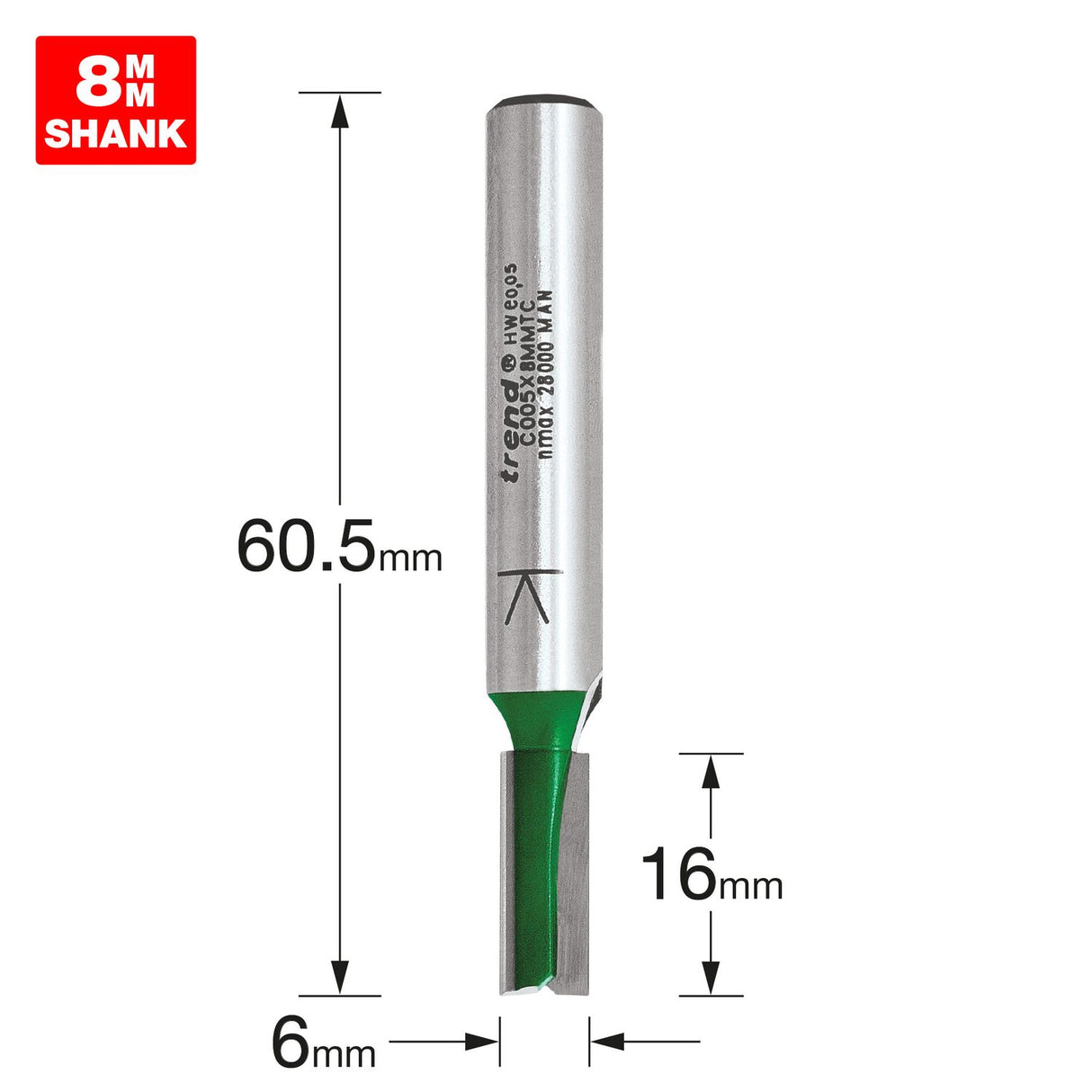 Two Flute Cutter 6mm Diameter - C005X8MMTC