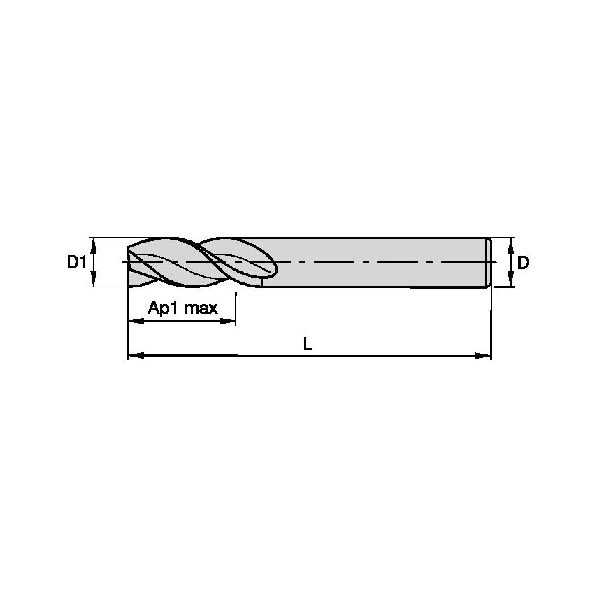 UEDE0094J3AS End Mill UEDE D1=0.094 D=0.250