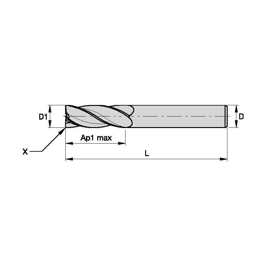 UEDE0800B4AH UEDE End Mill D8 AP1MAX11 L43