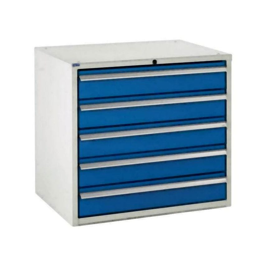 Under Bench Euroslide 3 Drawer Cabinet with Stand 1 x 150mm, 2 x 200mm - Blue