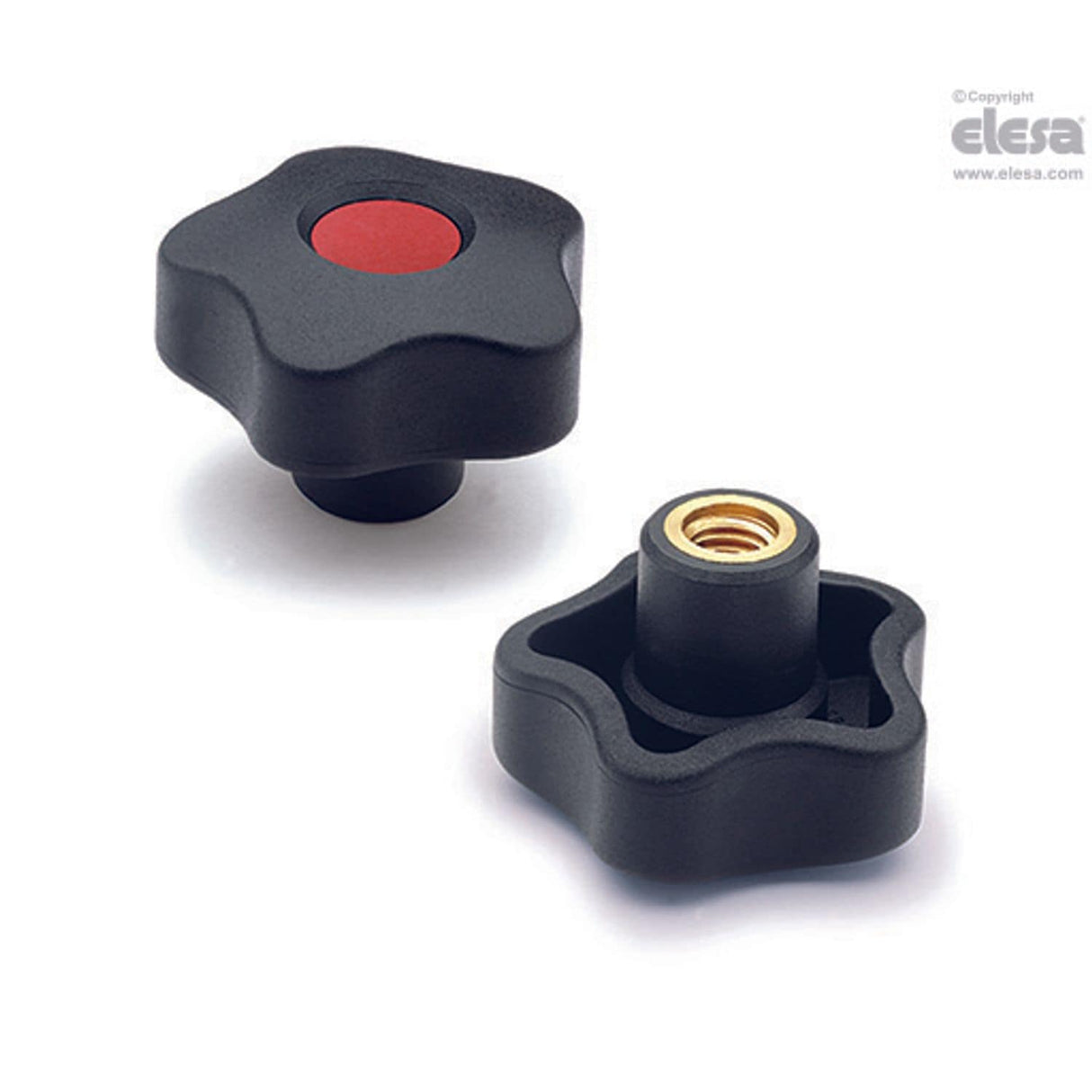 VCT Lobe knobs Technopolymer Brass boss threaded hole with cap VCT.25 B-M4-C9