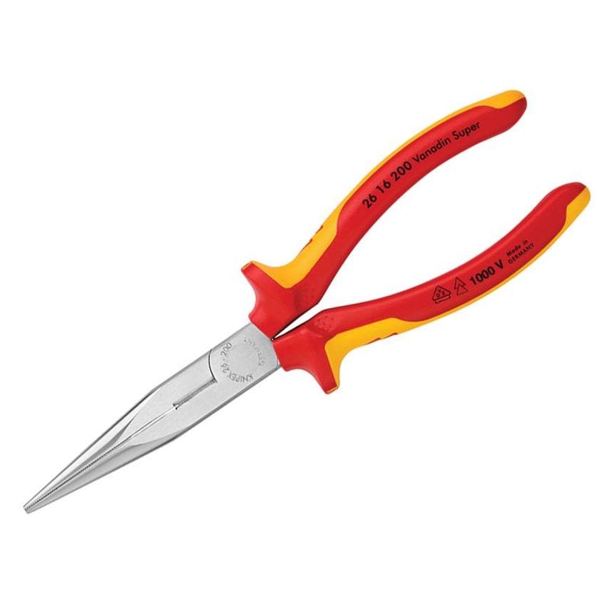 VDE Long Snipe Nose Side Cutting Pliers 200mm KPX2616200