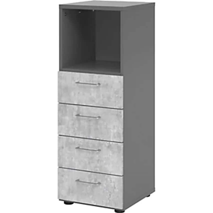 VERA-ZWO - Combination Shelf/Drawer Unit, HxWxD 1100 X 400 X 420mm, Graphite/Concrete