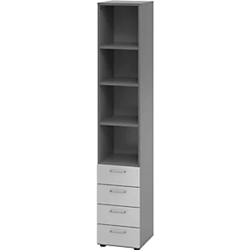 VERA-ZWO - Combination Shelf/Drawer Unit, HxWxD 2156 X 400 X 420mm, Graphite/Silver