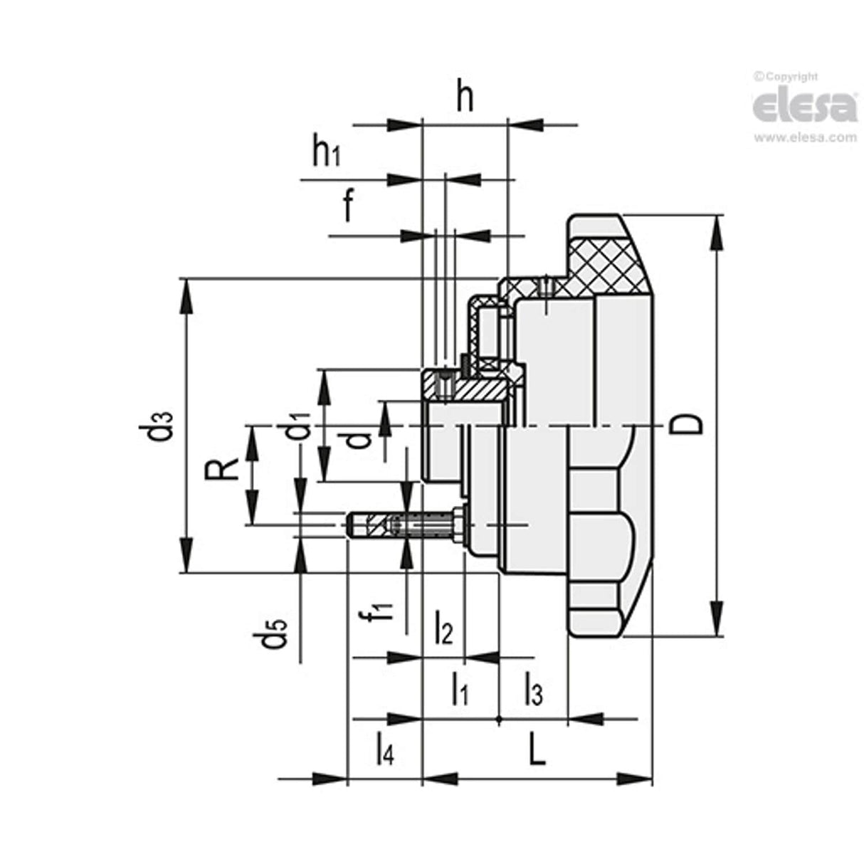 VHT-XX Handwheels for position indicators technopolymer For positive drive indicators black-oxide steel boss VHT.110-PXX2 A-12
