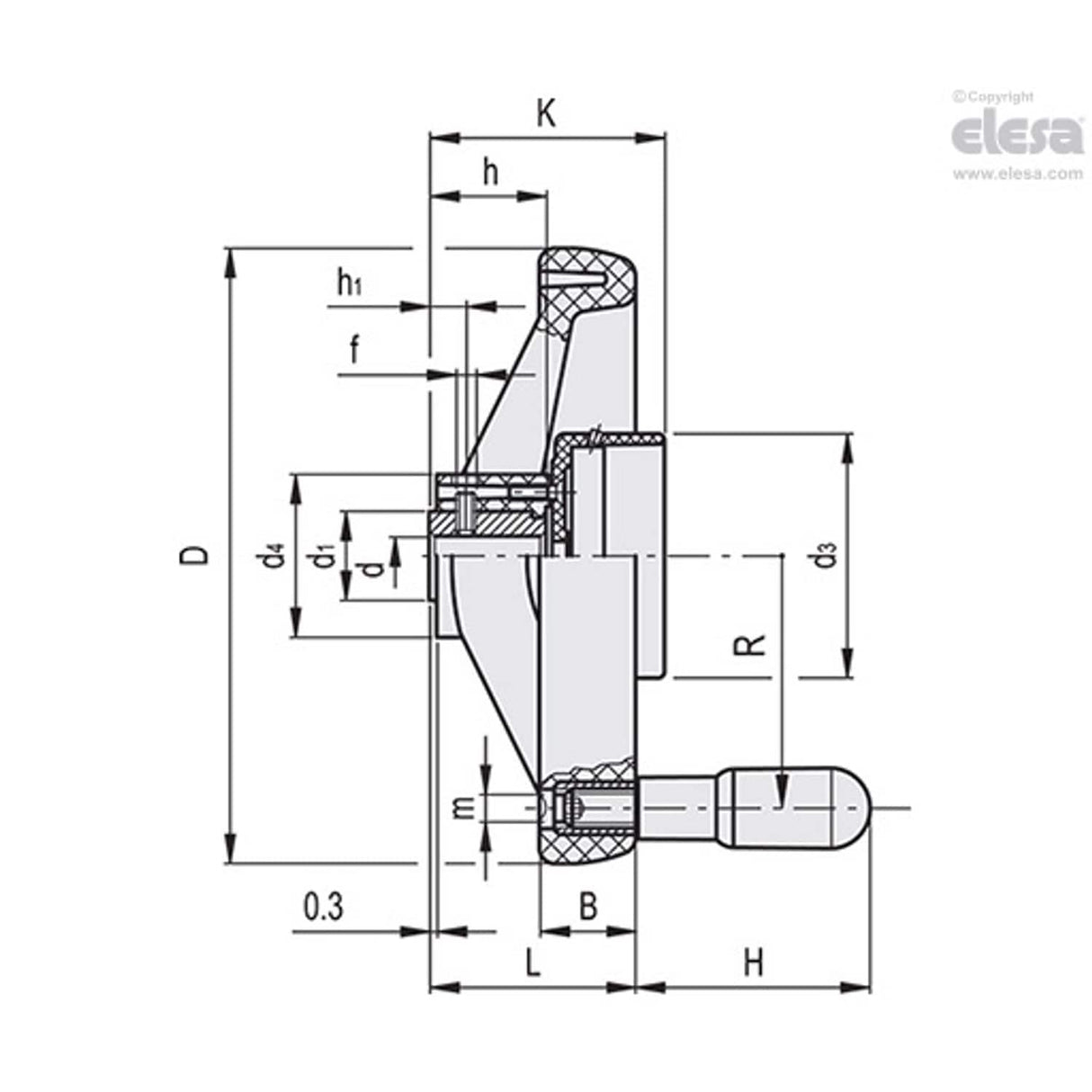 VRTP-XX Handwheels for position indicators technopolymer With revolving handle VRTP.160-GXX2 A-14+I