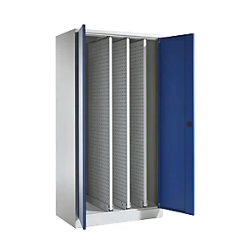 Vertical Pull-Out Cupboard, Without Partition, 3 Drawers, Light Grey/Gentian Blue