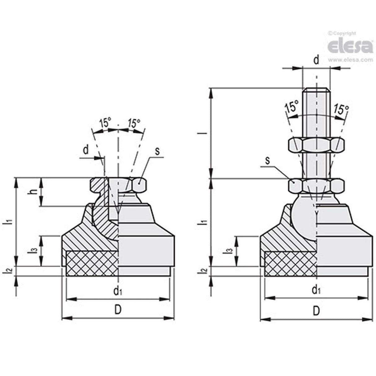 Vibration-damping levelling feet-LM.32-M10-SV