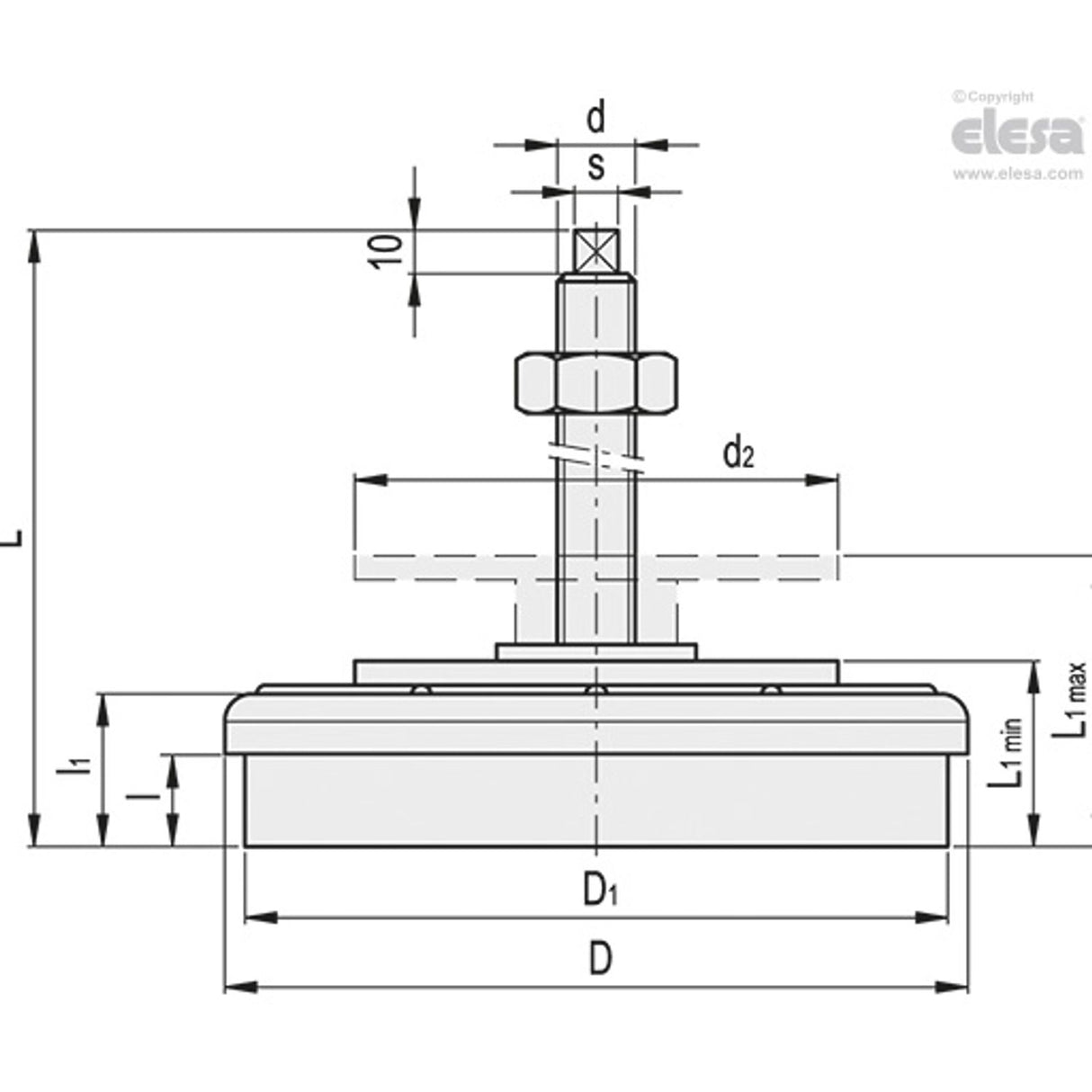 Vibration-damping levelling feet-LW.A-120-M16x1.5x130