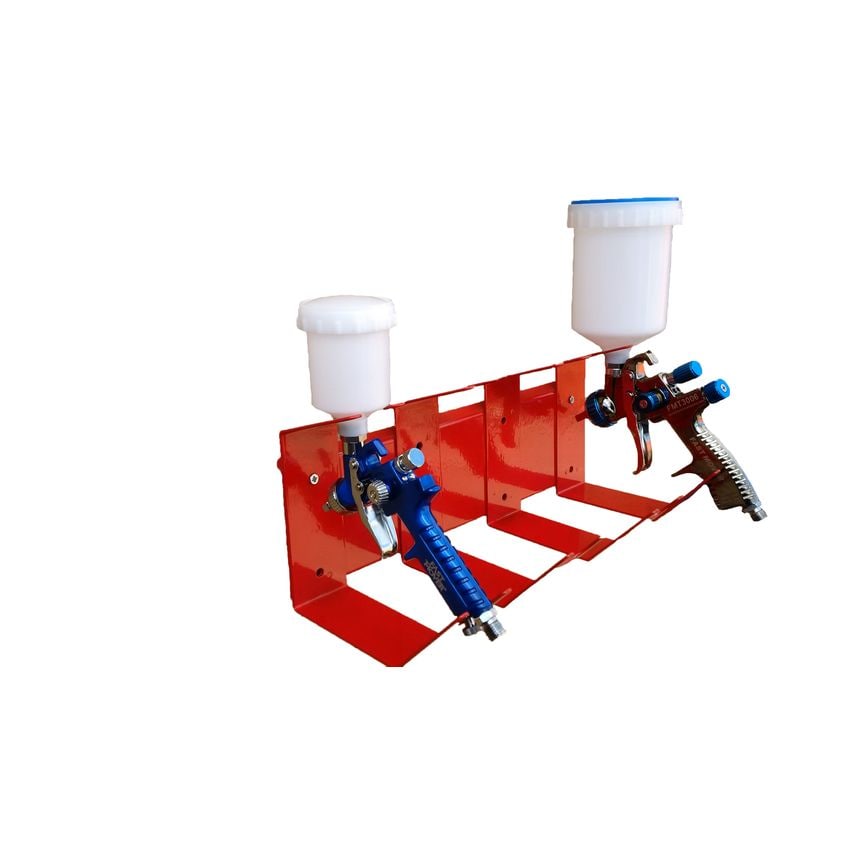 Wall Mounted Gravity Feed Spray Gun Holder, Holds 4 Guns