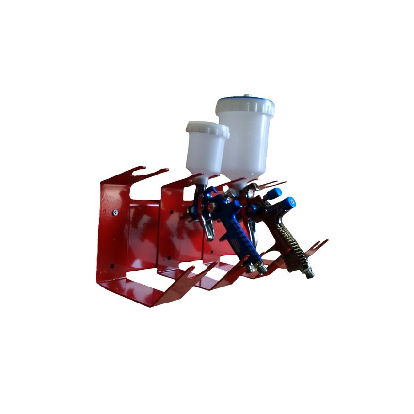 Wall Mounted Gravity Feed Spray Gun Holder, Holds 4 Guns