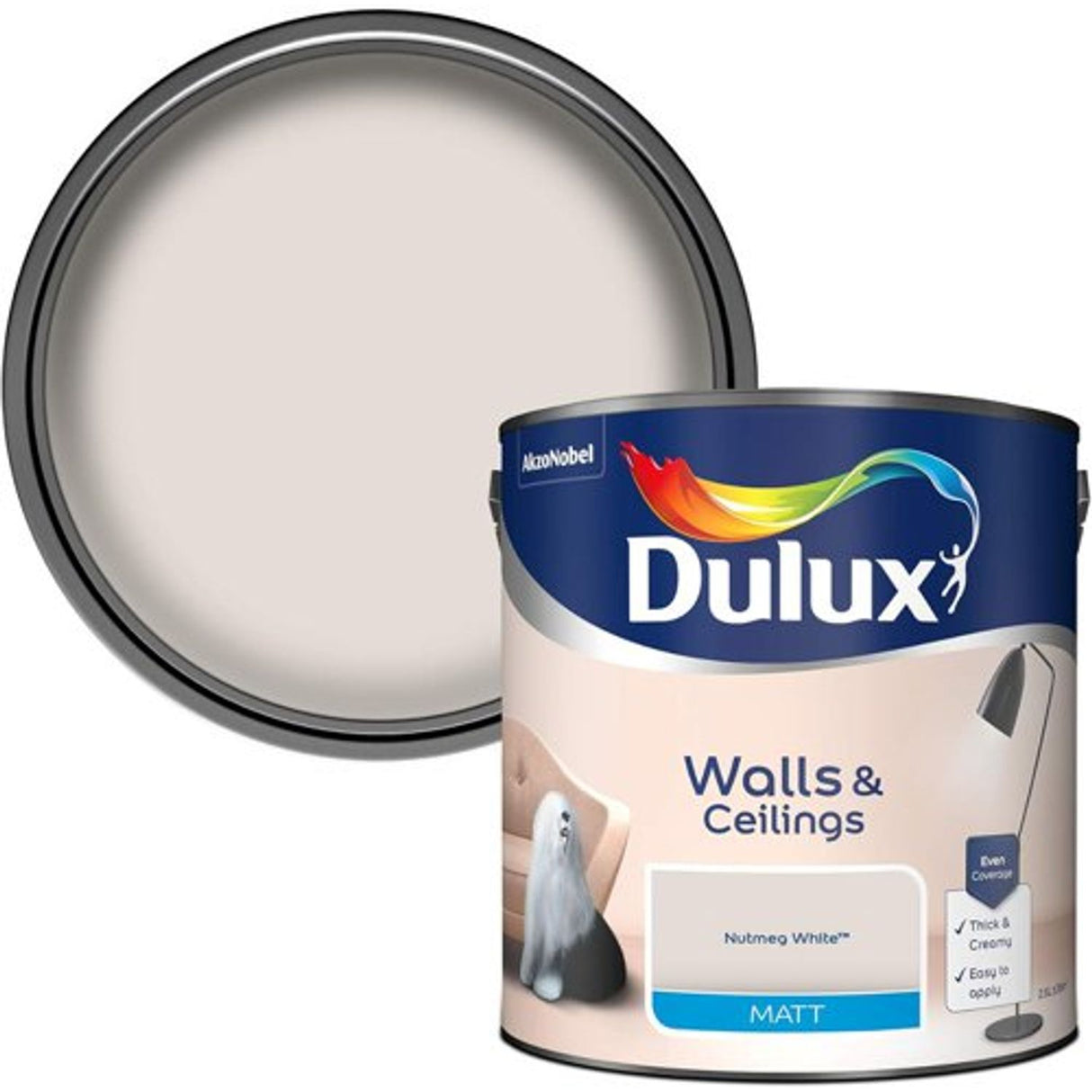 Walls & Ceilings Nutmeg White Matt Emulsion Paint - 2.5L