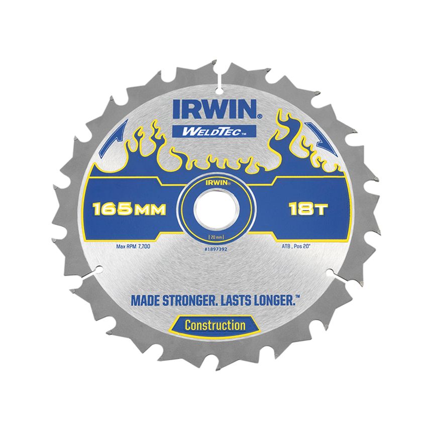 Weldtec Cordless Circular Saw Blades 165 x 20mm x 18T ATB IRW1897392