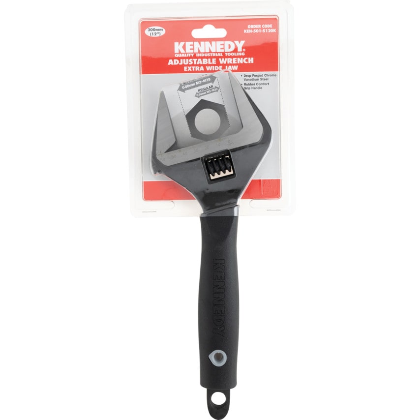 Wide Jaw Adjustable Spanner, Steel, 12in./300mm Length, 60mm Jaw Capacity