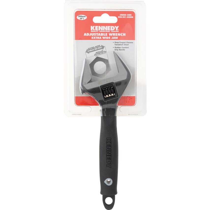Wide Jaw Adjustable Spanner, Steel, 8in./200mm Length, 38mm Jaw Capacity