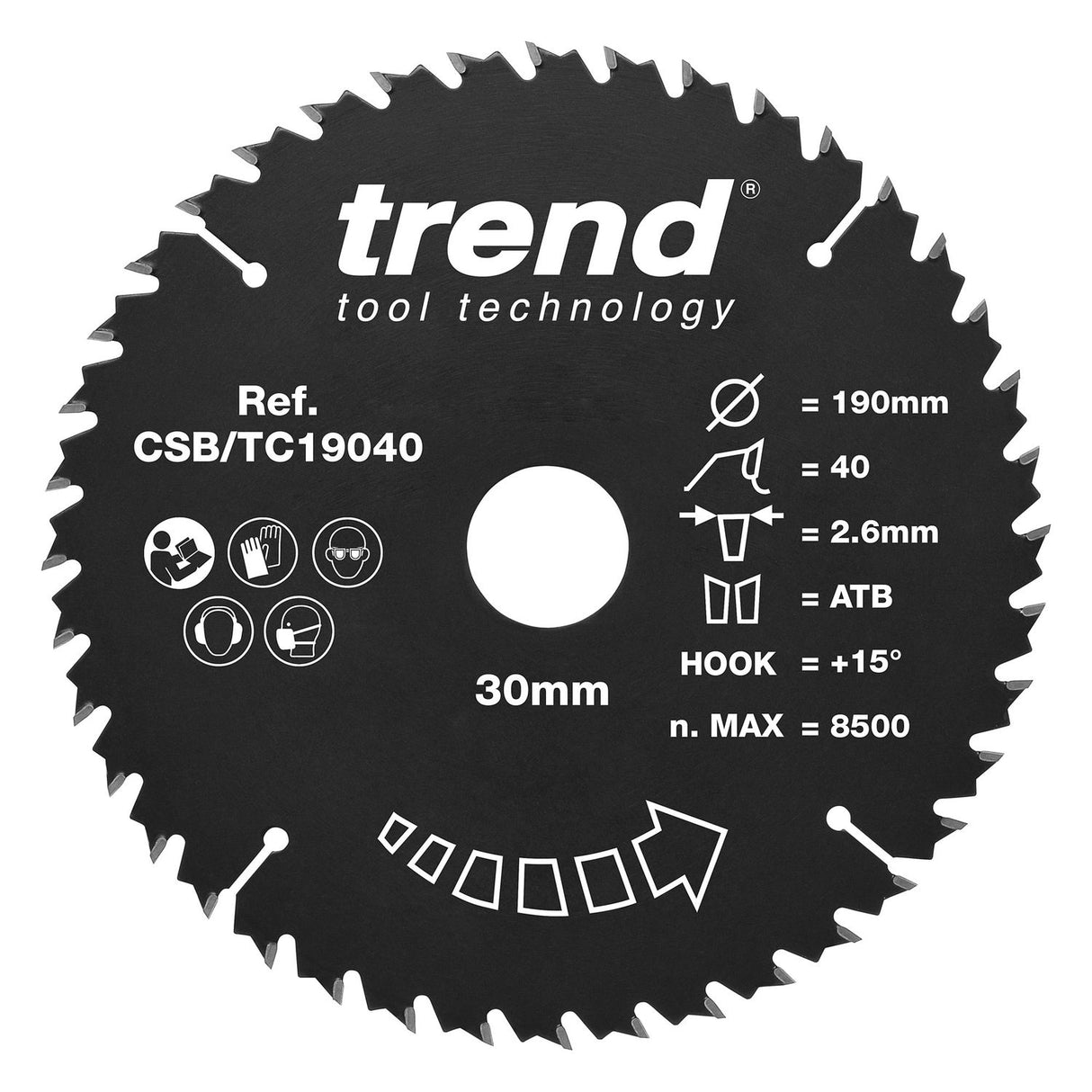 Wood Circular Saw Blade 190mm x 30mm x 40T - CSB/TC19040