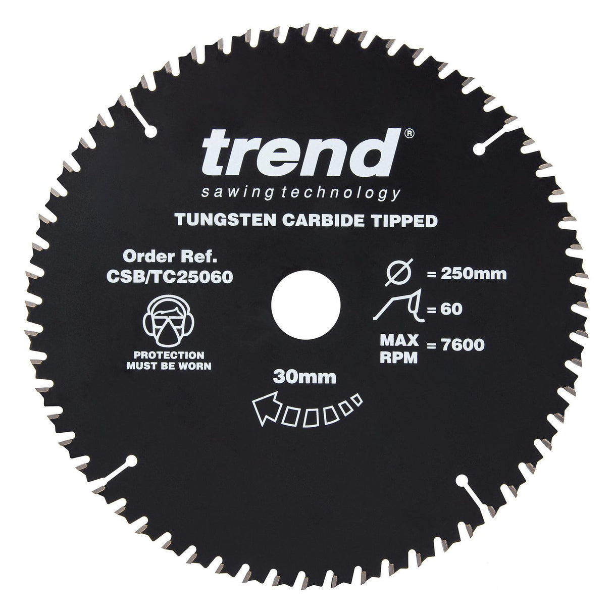 Wood Circular Saw Blade 250mm x 30mm x 60T - CSB/TC25060