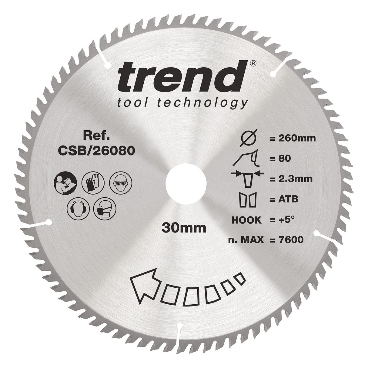 Wood Circular Saw Blade 260mm x 30mm x 80T