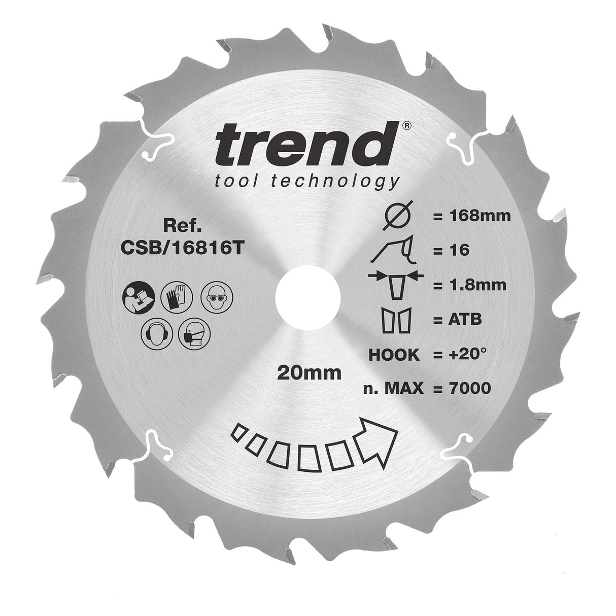 Wood Cordless Circular Saw Blade 168mm x 20mm x 16T