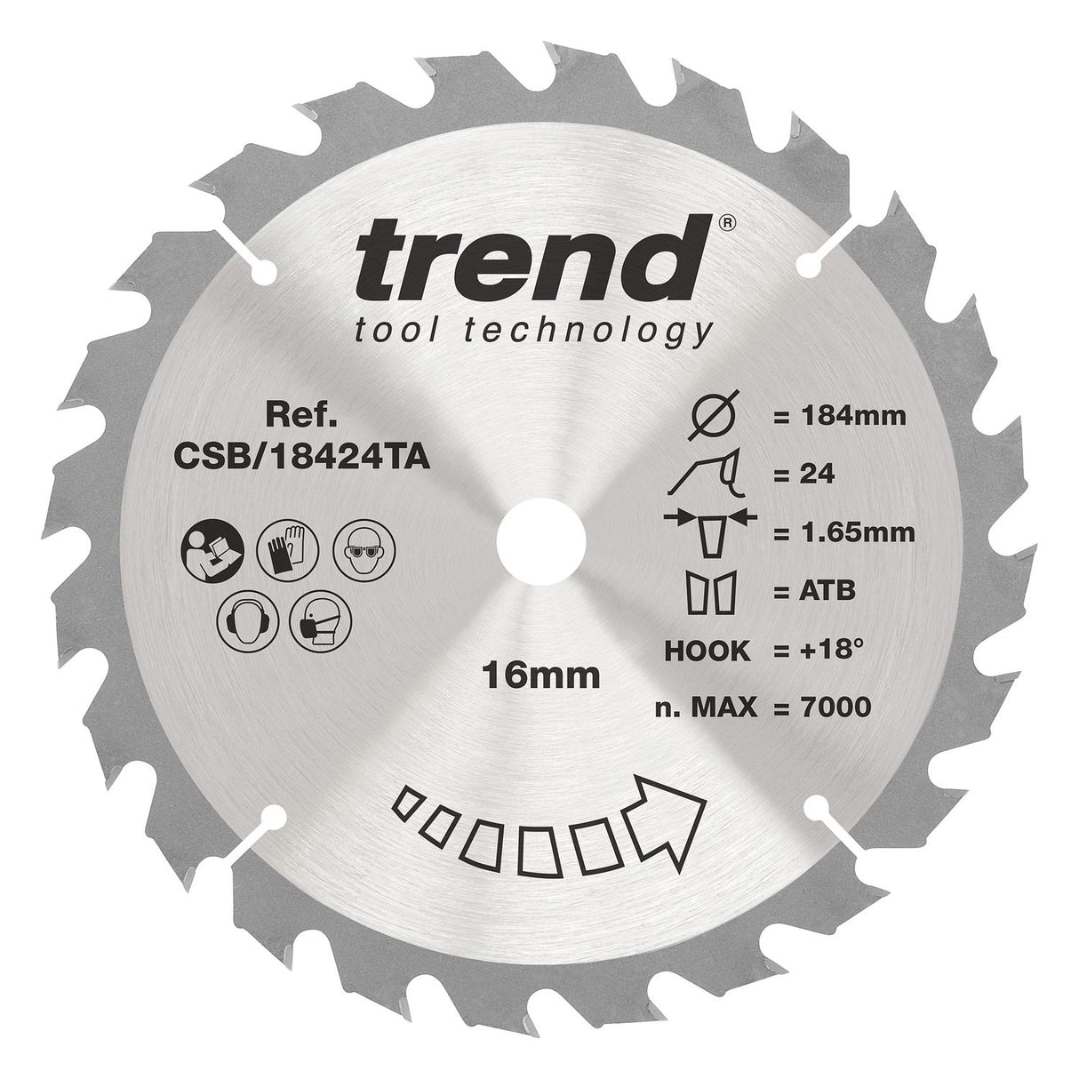 Wood Cordless Circular Saw Blade 184mm x 16mm x 24T