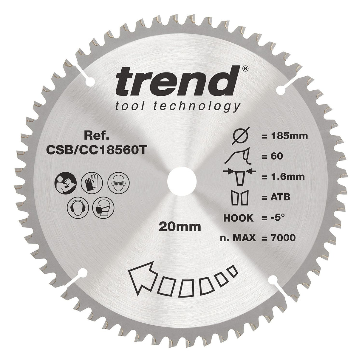 Wood Cordless Mitre Saw Blade 185mm x 20mm x 60T