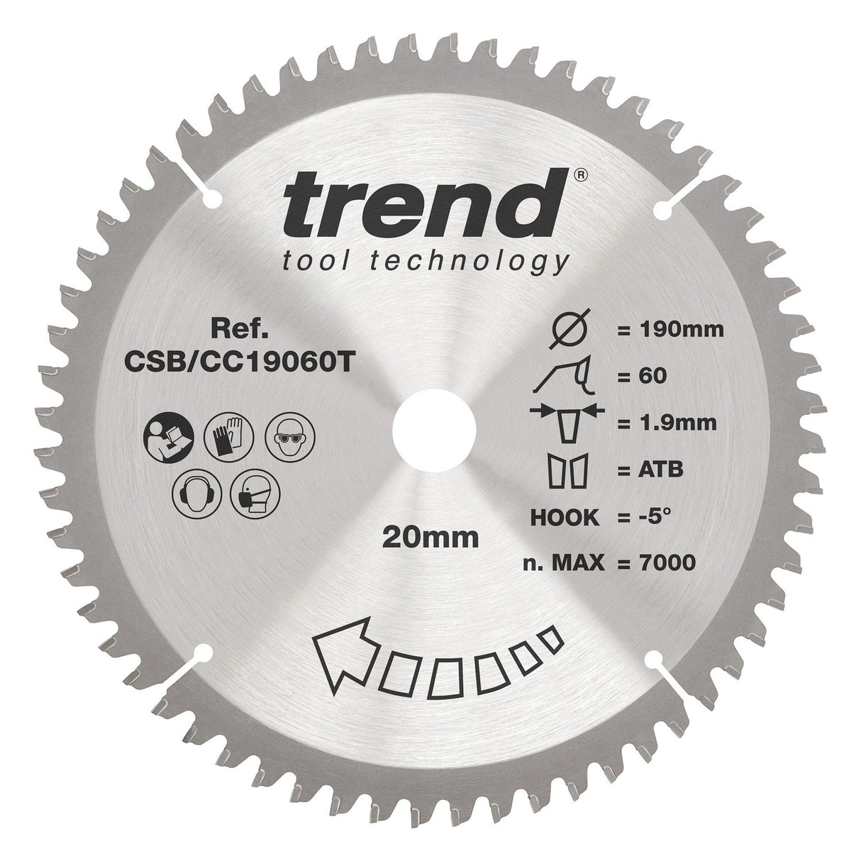 Wood Cordless Mitre Saw Blade 190mm x 20mm x 60T