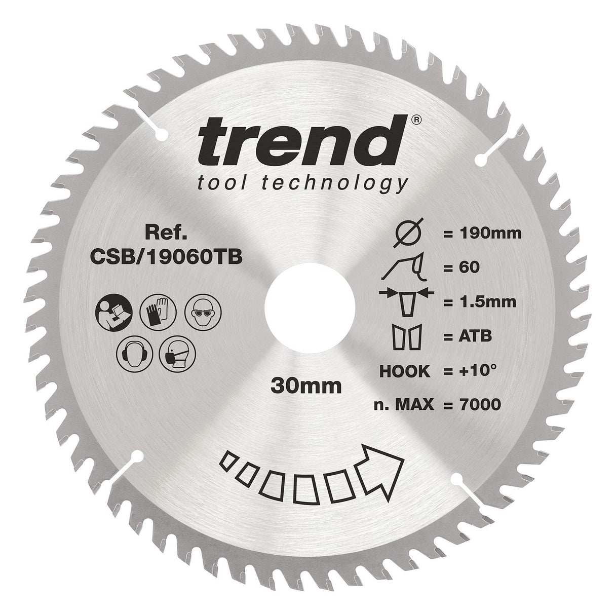 Wood Cordless Mitre Saw Blade 190mm x 30mm x 60T