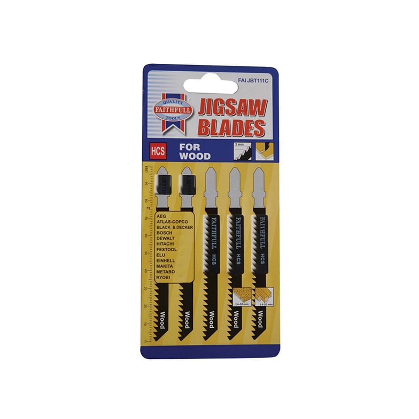Wood Jigsaw Blades Pack of 5 T111C FAIJBT111C