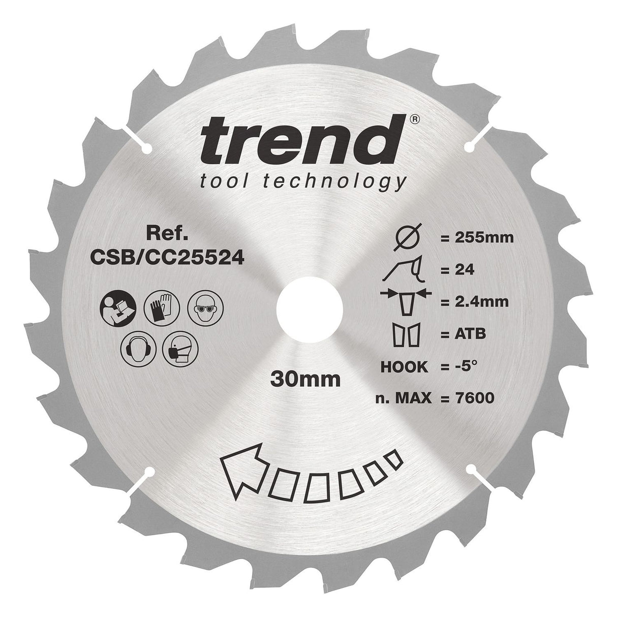 Wood Mitre Saw Blade 255mm x 30mm x 24T
